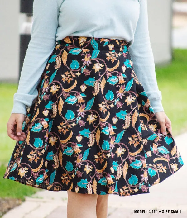 Batik Wrap Skirt - Black Teal