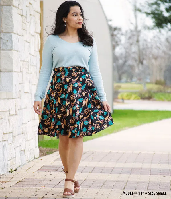 Batik Wrap Skirt - Black Teal