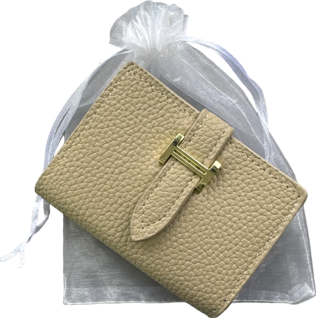 Beige 'H' Faux Leather Multi Credit Card Holder