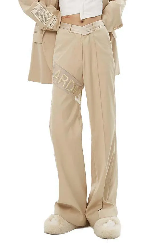 Beige High-Waisted Pants