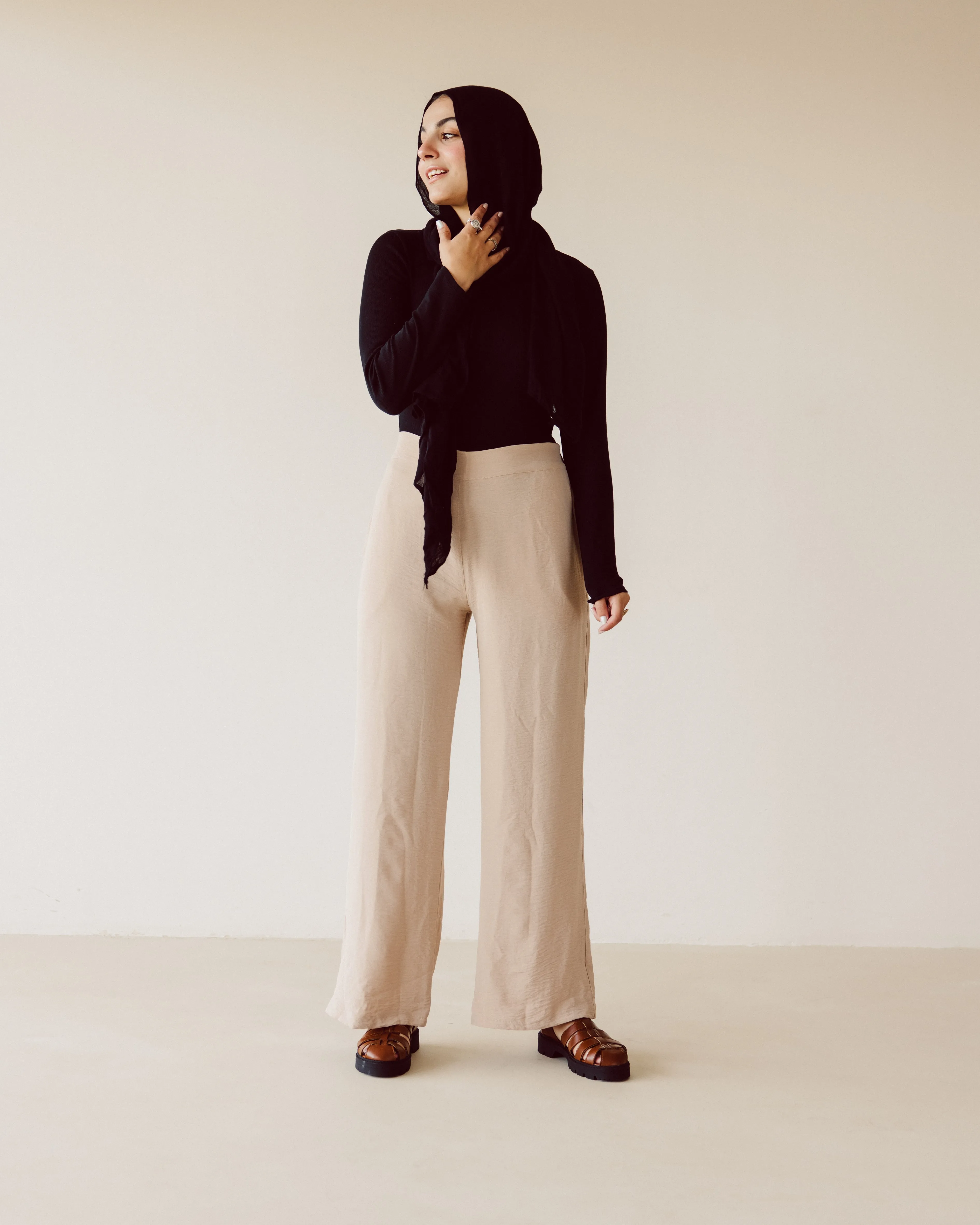 Beige Straight leg pants
