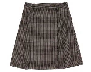 Belati Raw Edge Pleated Wrap Taupe Skirt