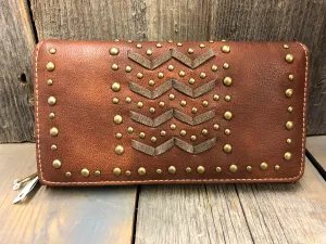 BGMW818-W010CF Wallet - Brown Lace/Brass Studs