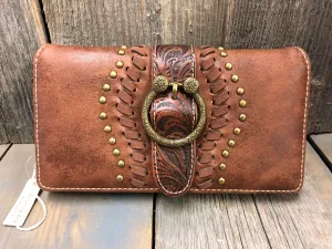 BGTR82-W010BR Wallet - Horseshoe Buckle/Brass Studs