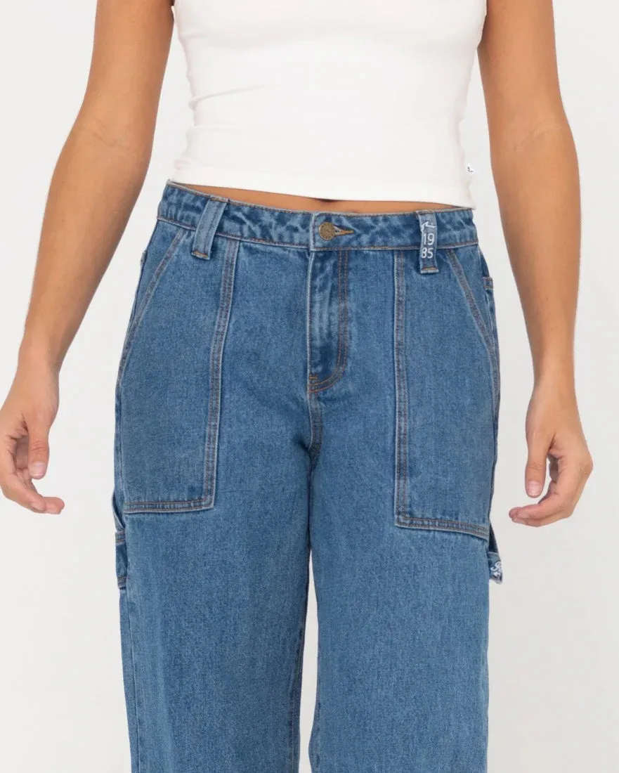 Billie Low Wide Denim Carpenter Pant - Sea Blue