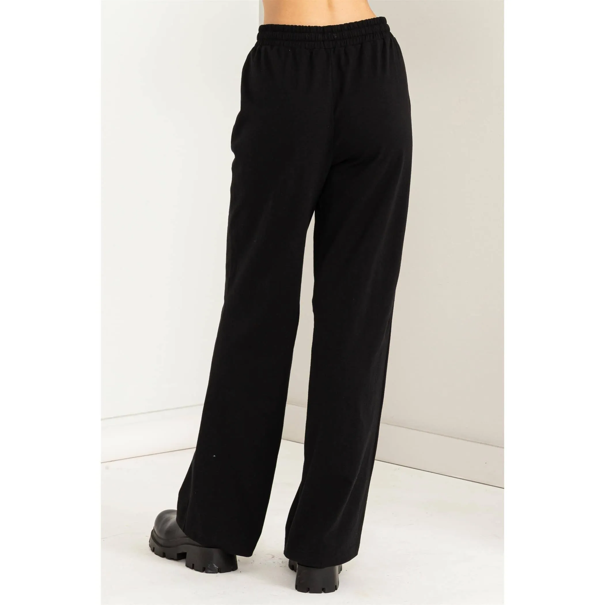 Black Drawstring High-waisted Pants