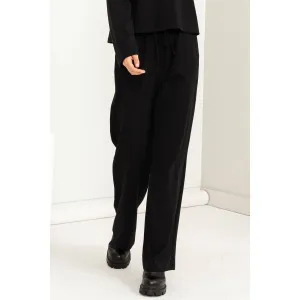 Black Drawstring High-waisted Pants