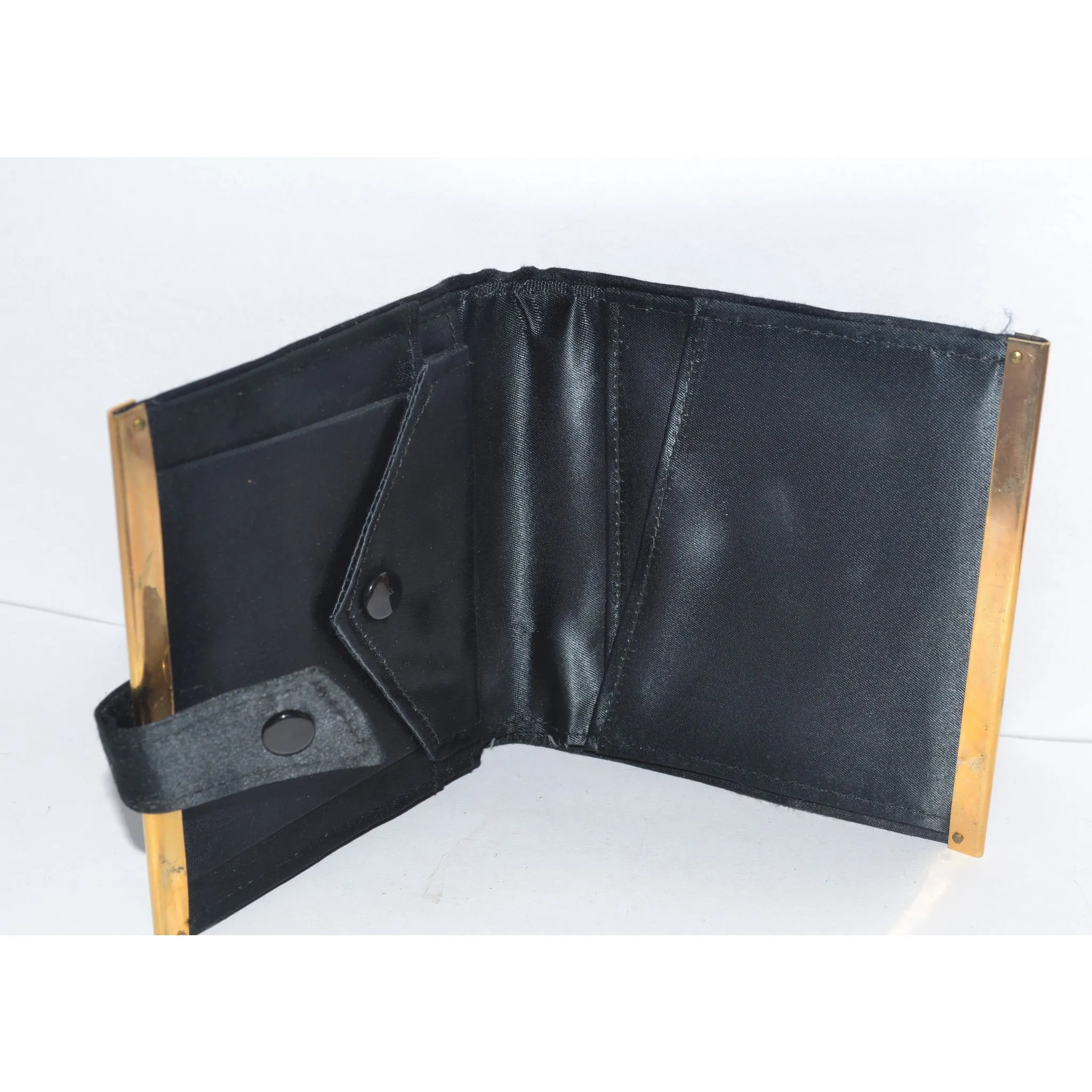 Black Embroidered Bird Motif Wallet