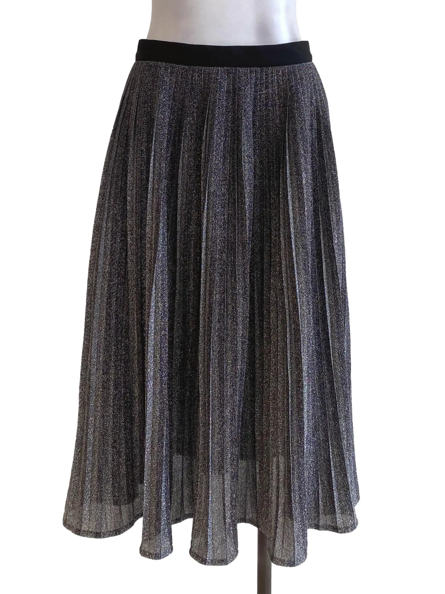 Black Glittery Pleated Skirts LB
