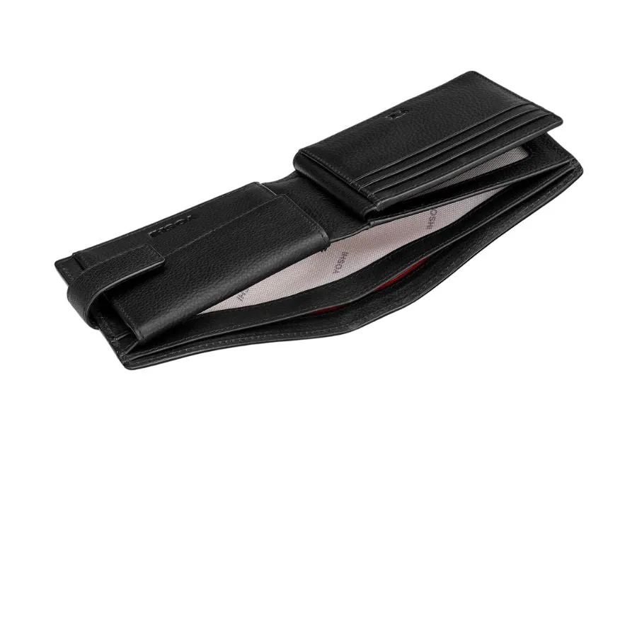 Black Leather Wallet with extra capacity and coin pocket