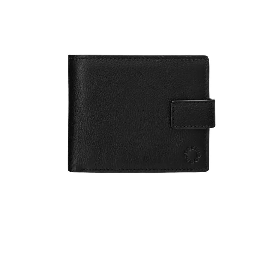 Black Leather Wallet with extra capacity and coin pocket