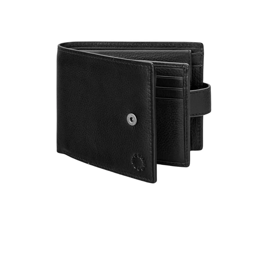 Black Leather Wallet with extra capacity and coin pocket