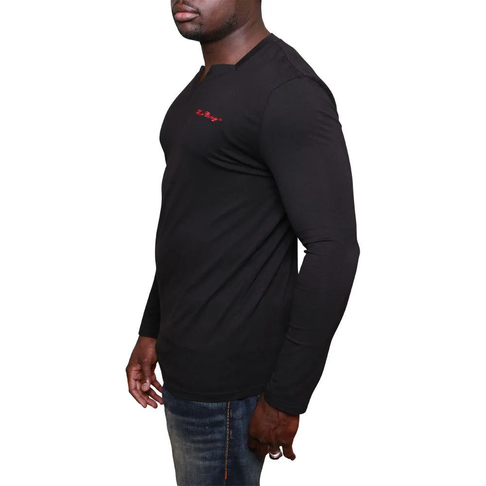 Black Long Sleeves Square V-Neck