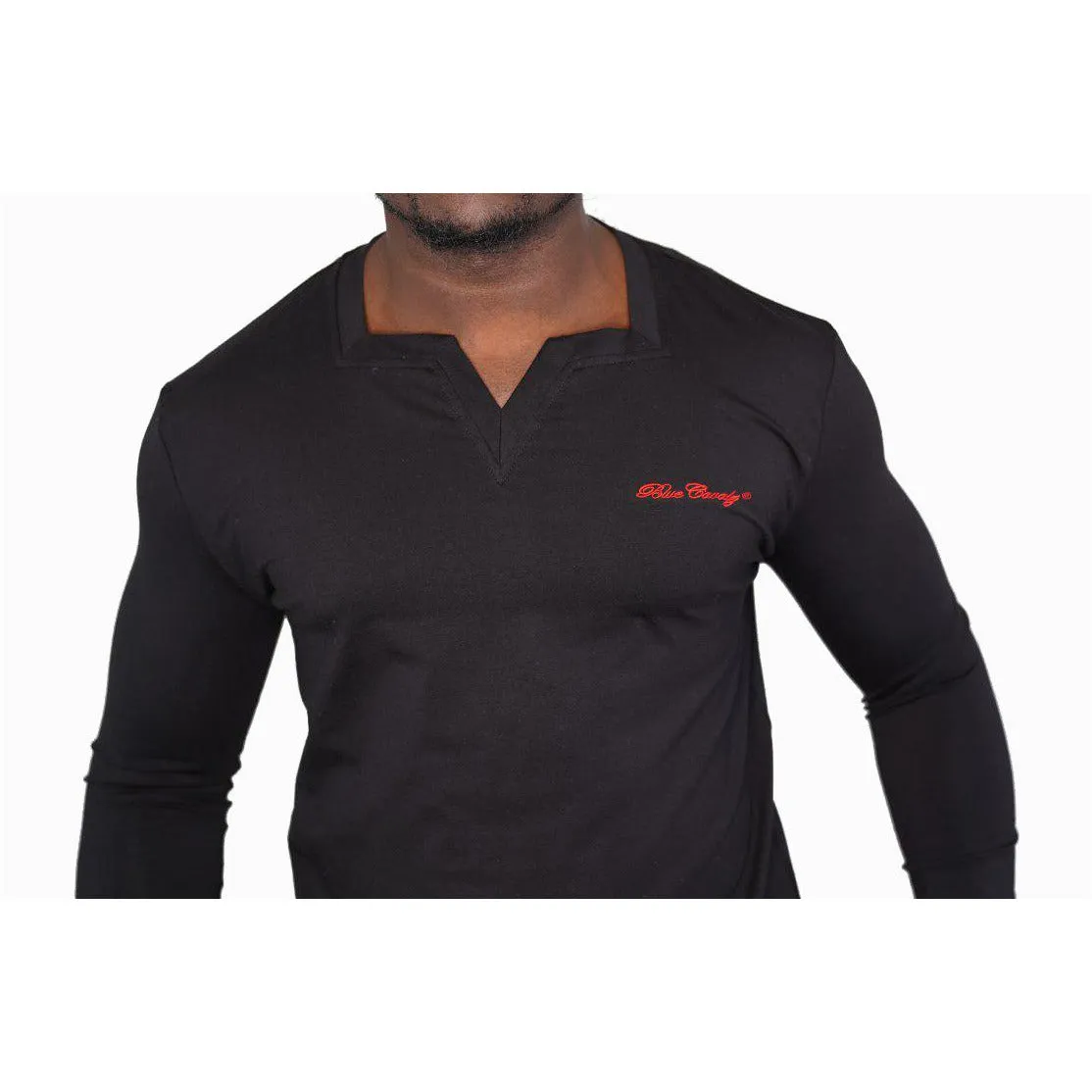Black Long Sleeves Square V-Neck