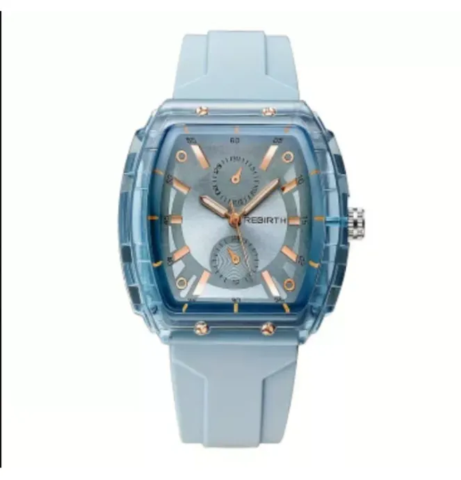 Black or Blue Stylish Quartz Watch Analog Display Soft Silicone Strap Fast Shipping