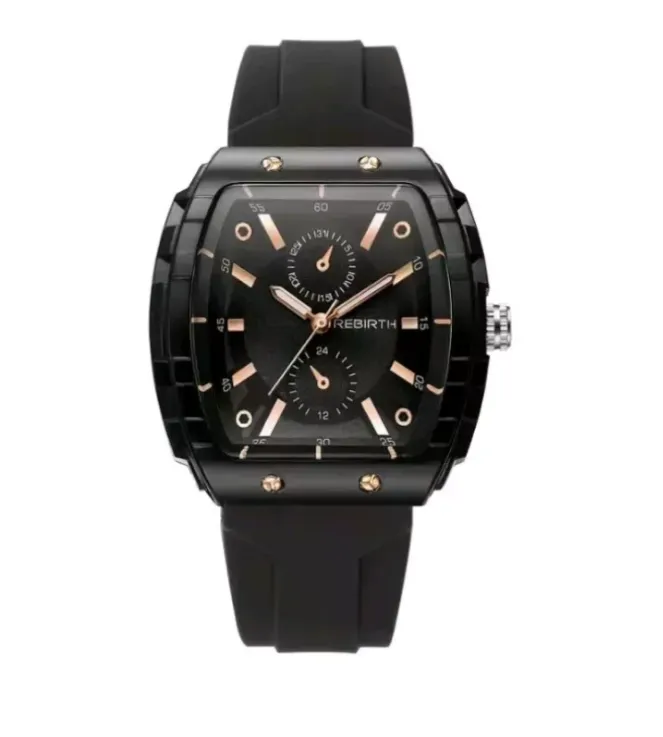 Black or Blue Stylish Quartz Watch Analog Display Soft Silicone Strap Fast Shipping