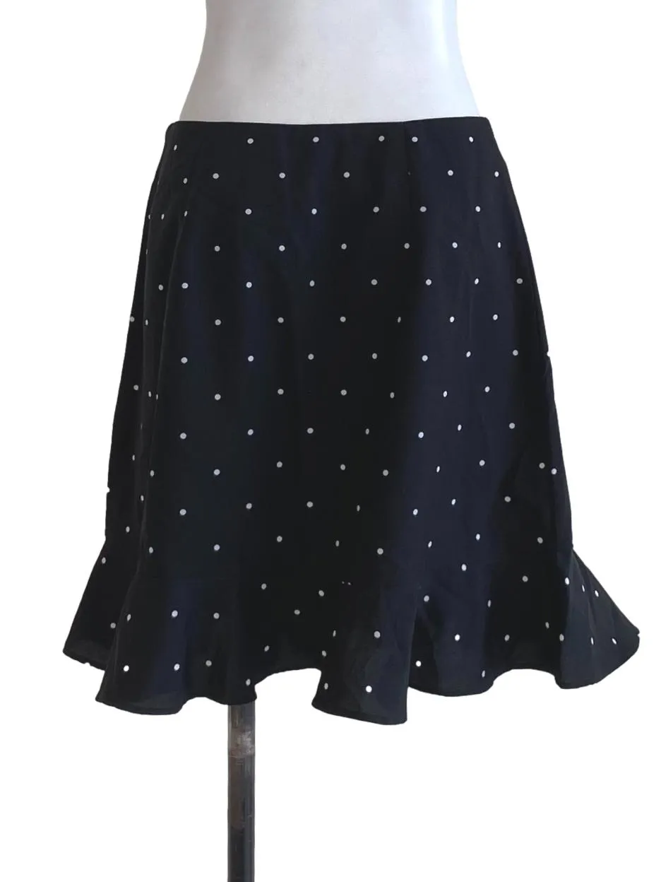 Black Polka Dot Flounced Skirt