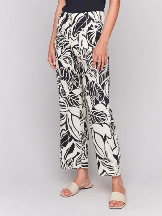 Black Printed Straight Leg Pant
