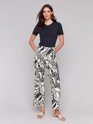 Black Printed Straight Leg Pant