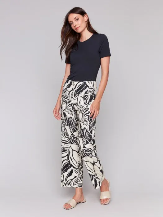 Black Printed Straight Leg Pant