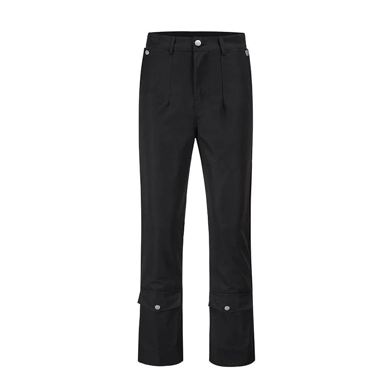 Black Slim Fit Zipper Straight Leg Pants