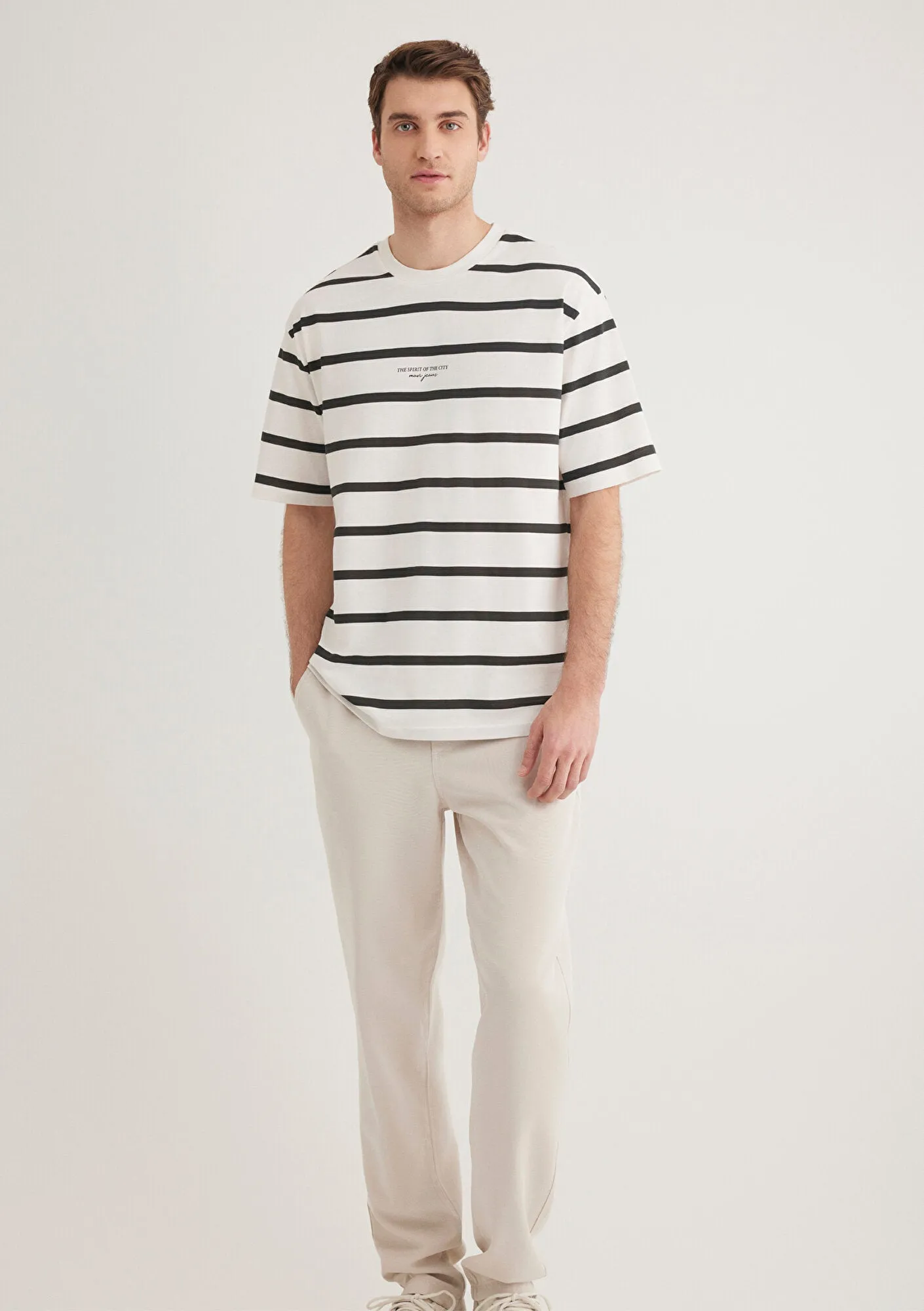 Black Striped Ecru T-Shirt