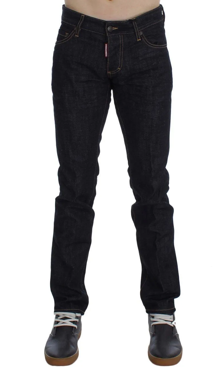 Blue Cotton Denim Slim Skinny Jeans