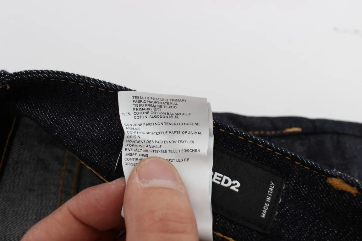 Blue Cotton Denim Slim Skinny Jeans