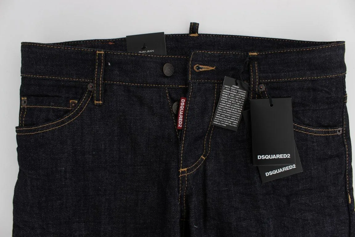 Blue Cotton Denim Slim Skinny Jeans