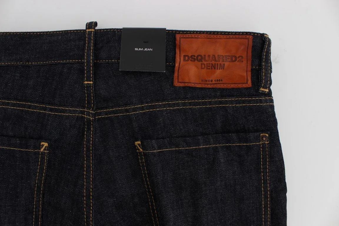 Blue Cotton Denim Slim Skinny Jeans