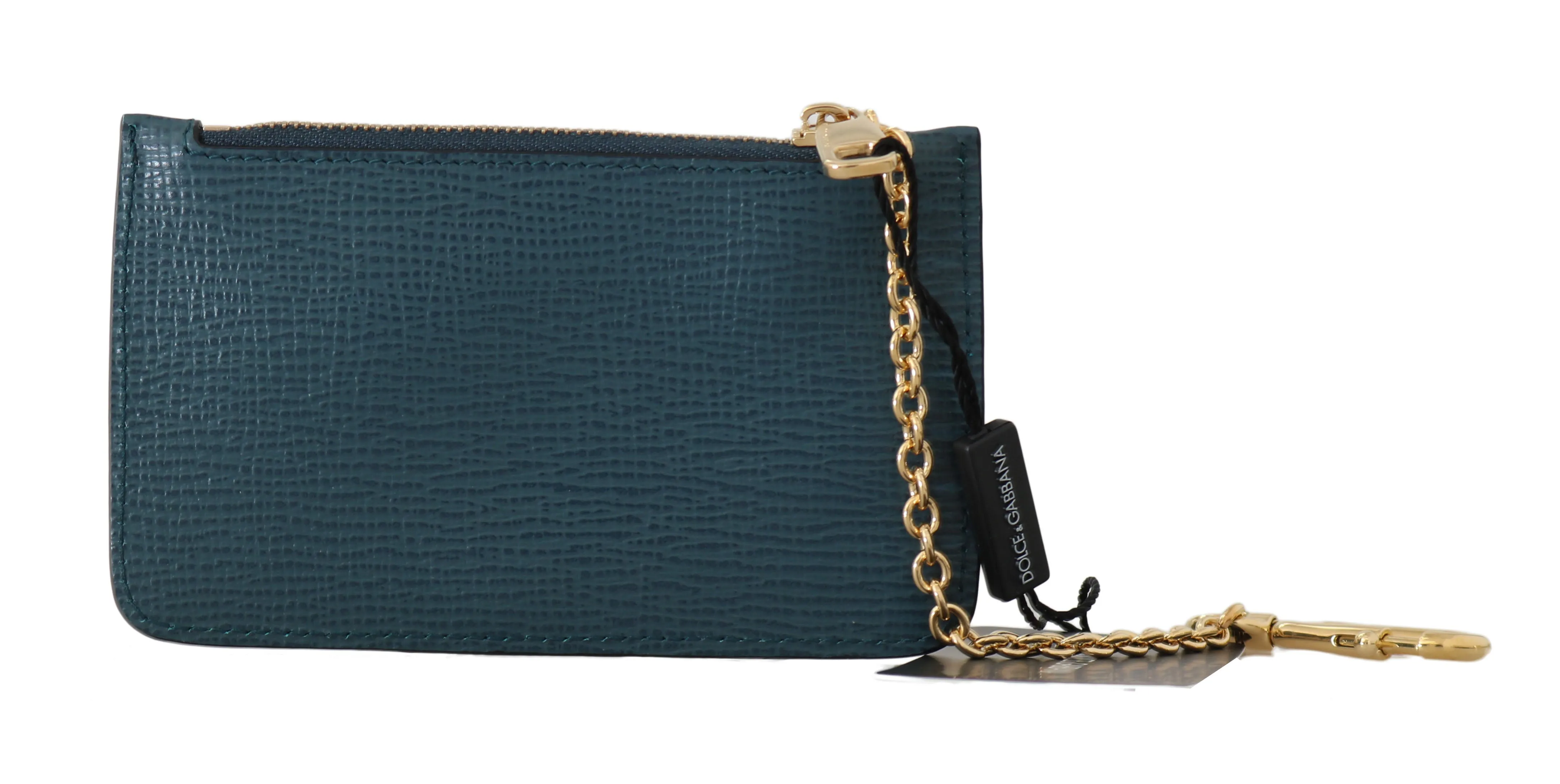 Blue Leather Coin Card Keys Zipper Clutch Wallet