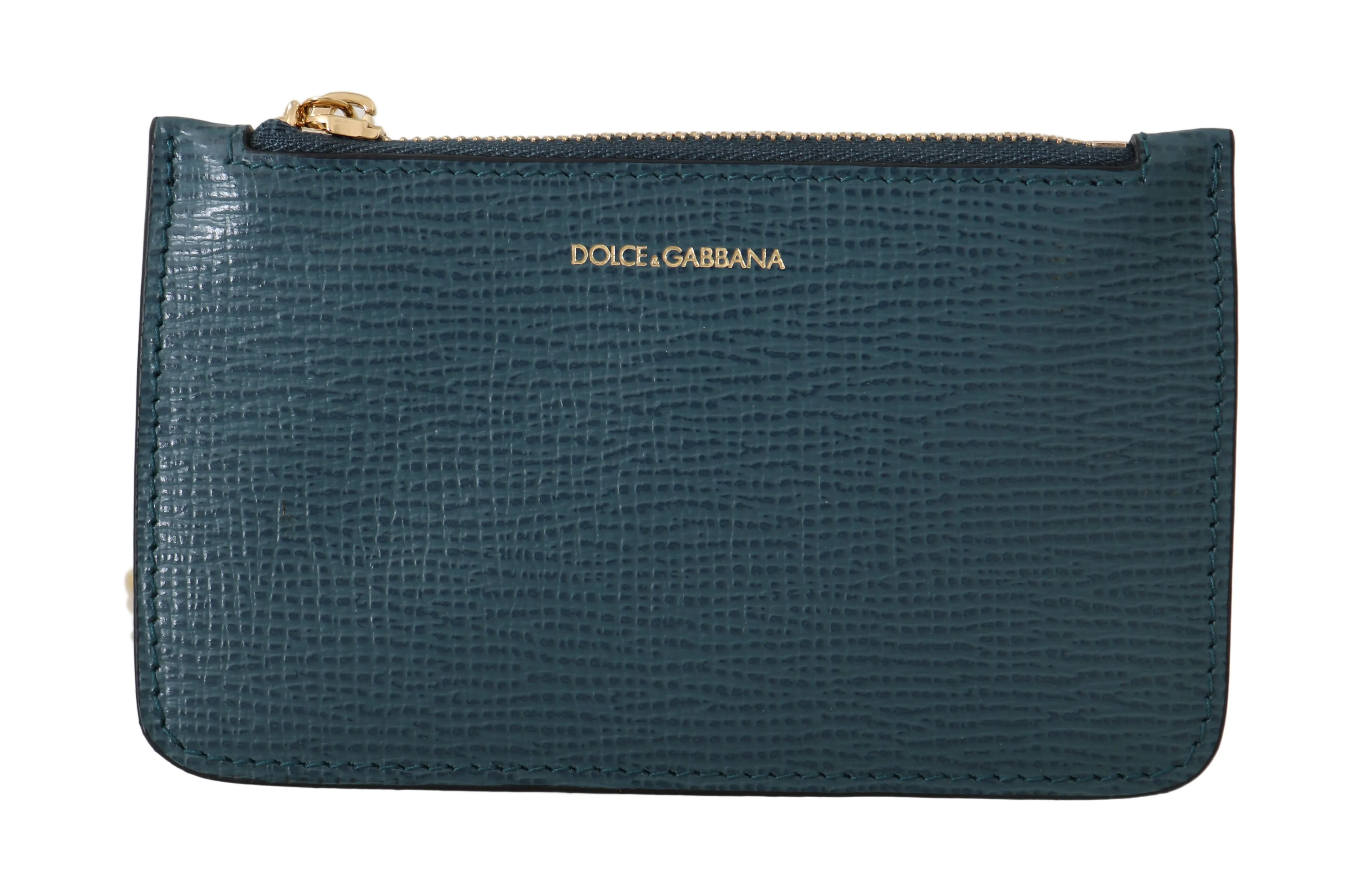 Blue Leather Coin Card Keys Zipper Clutch Wallet