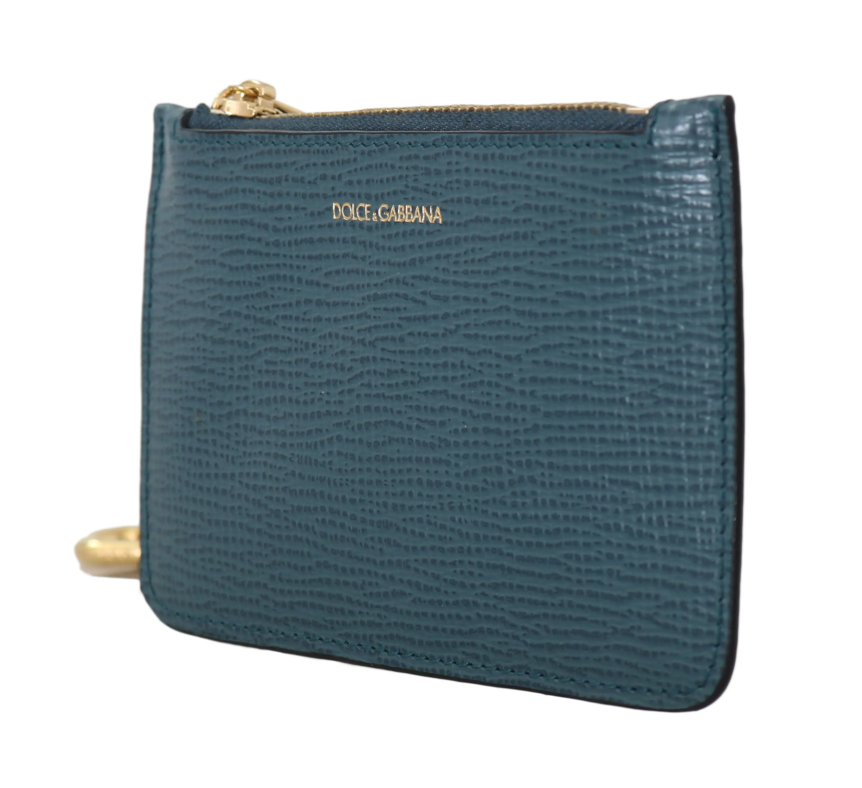 Blue Leather Coin Card Keys Zipper Clutch Wallet
