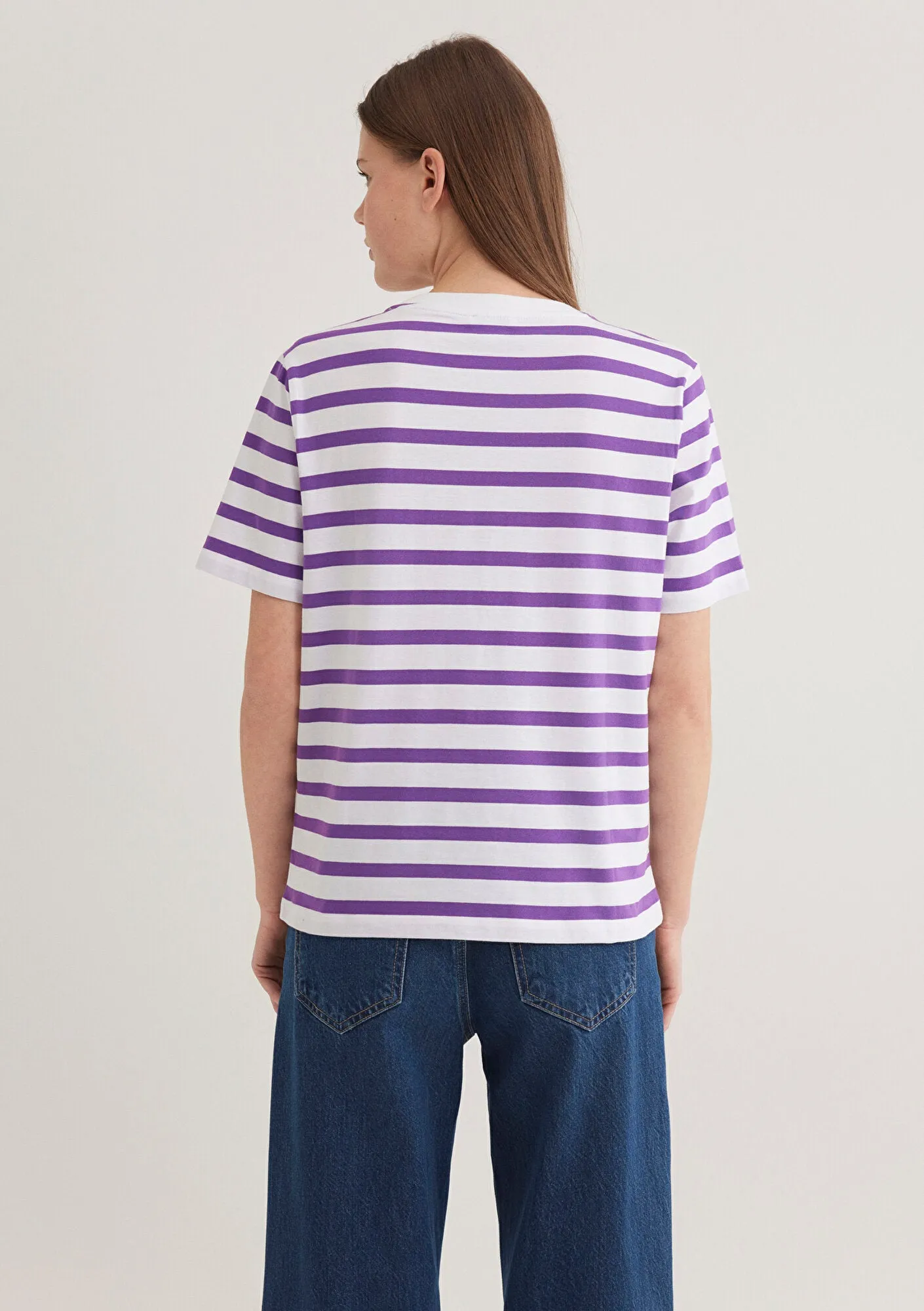Blue Logo Printed Striped Purple T-Shirt