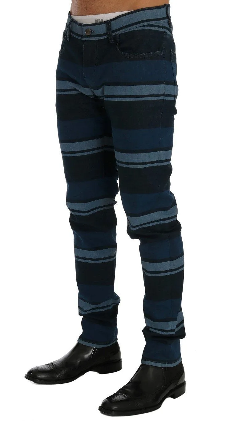 Blue Striped 14 STRETCH Slim Fit Cotton Jeans