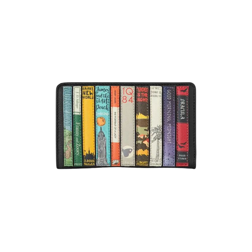 Bookworm Library Zip Around Black Leather Purse