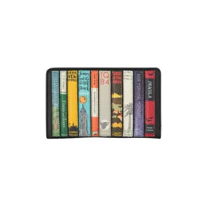 Bookworm Library Zip Around Black Leather Purse