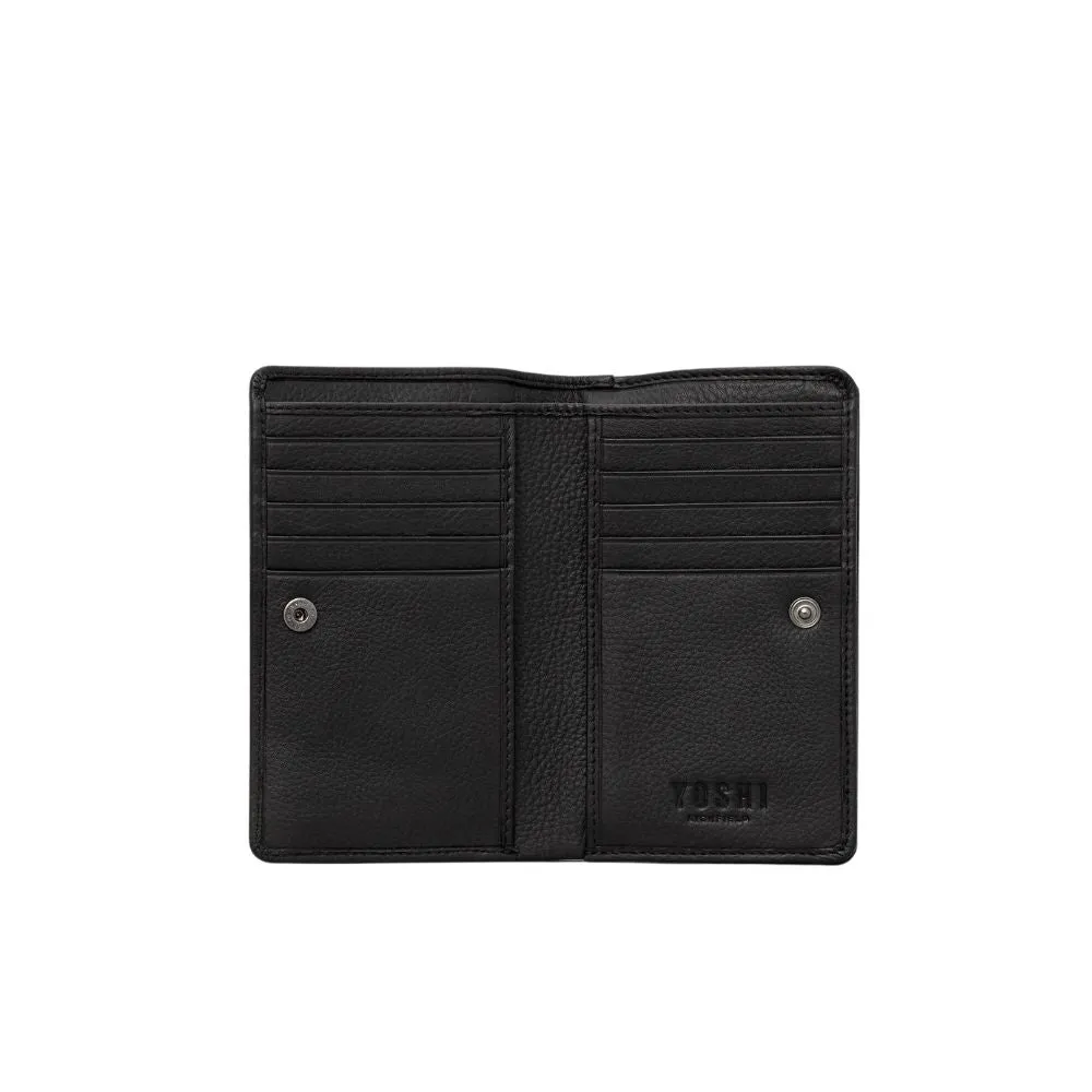 Bookworm Library Zip Around Black Leather Purse