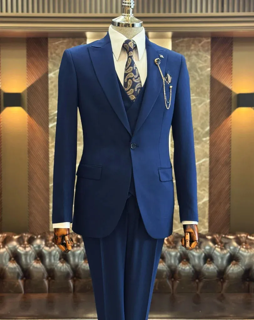 Brabion Abbot Navy Blue Slim Fit Suit - Sophistication Redefined