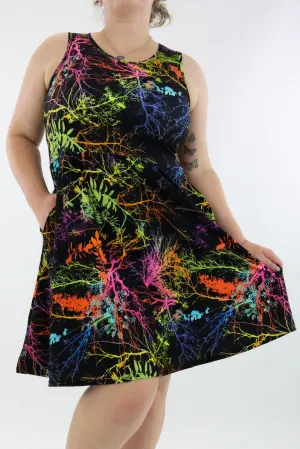 Branch of Life - Sleeveless Skater Dress - Knee Length - Side Pockets