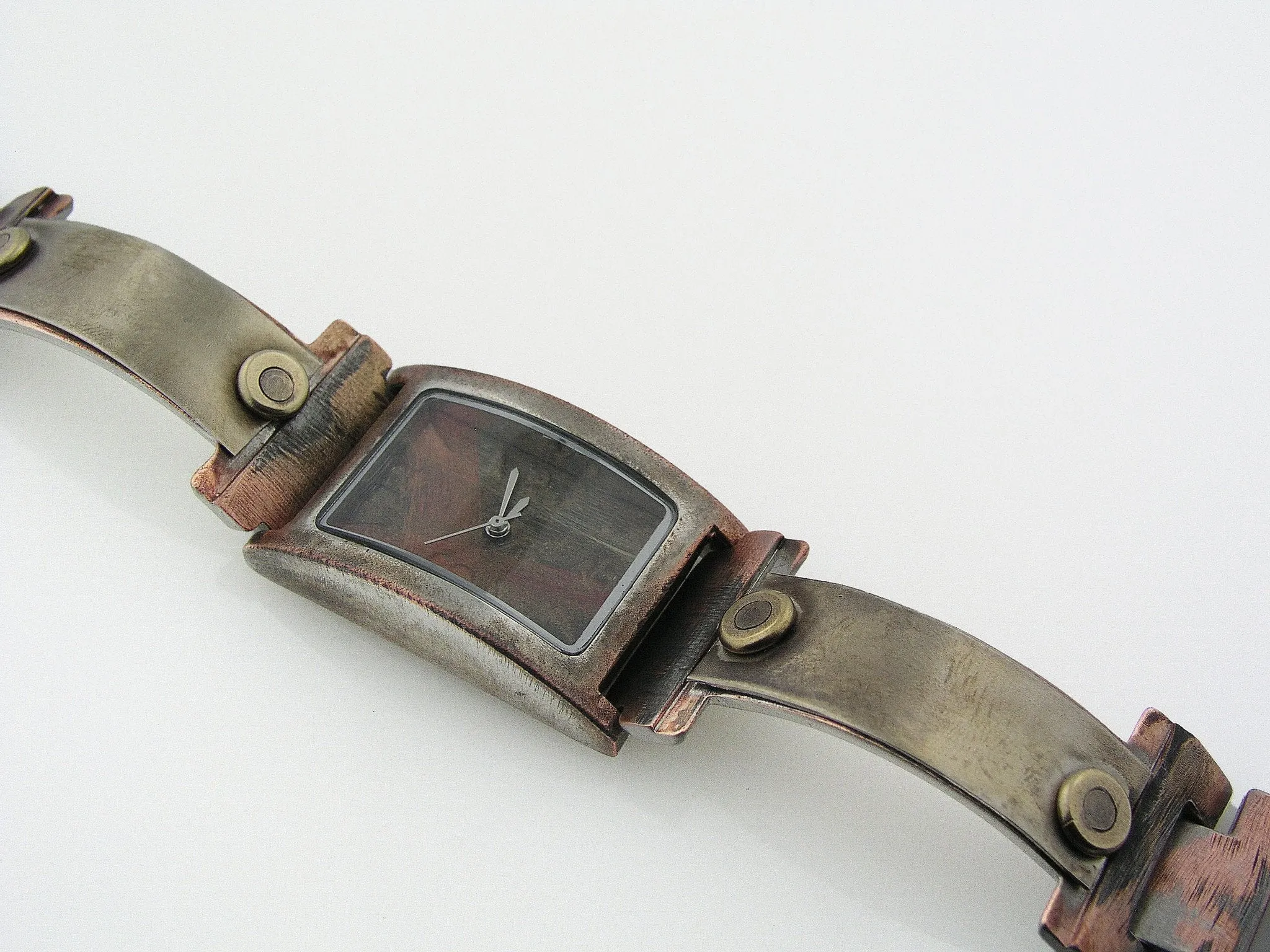 brass & silver Watch, Multicolor Dial