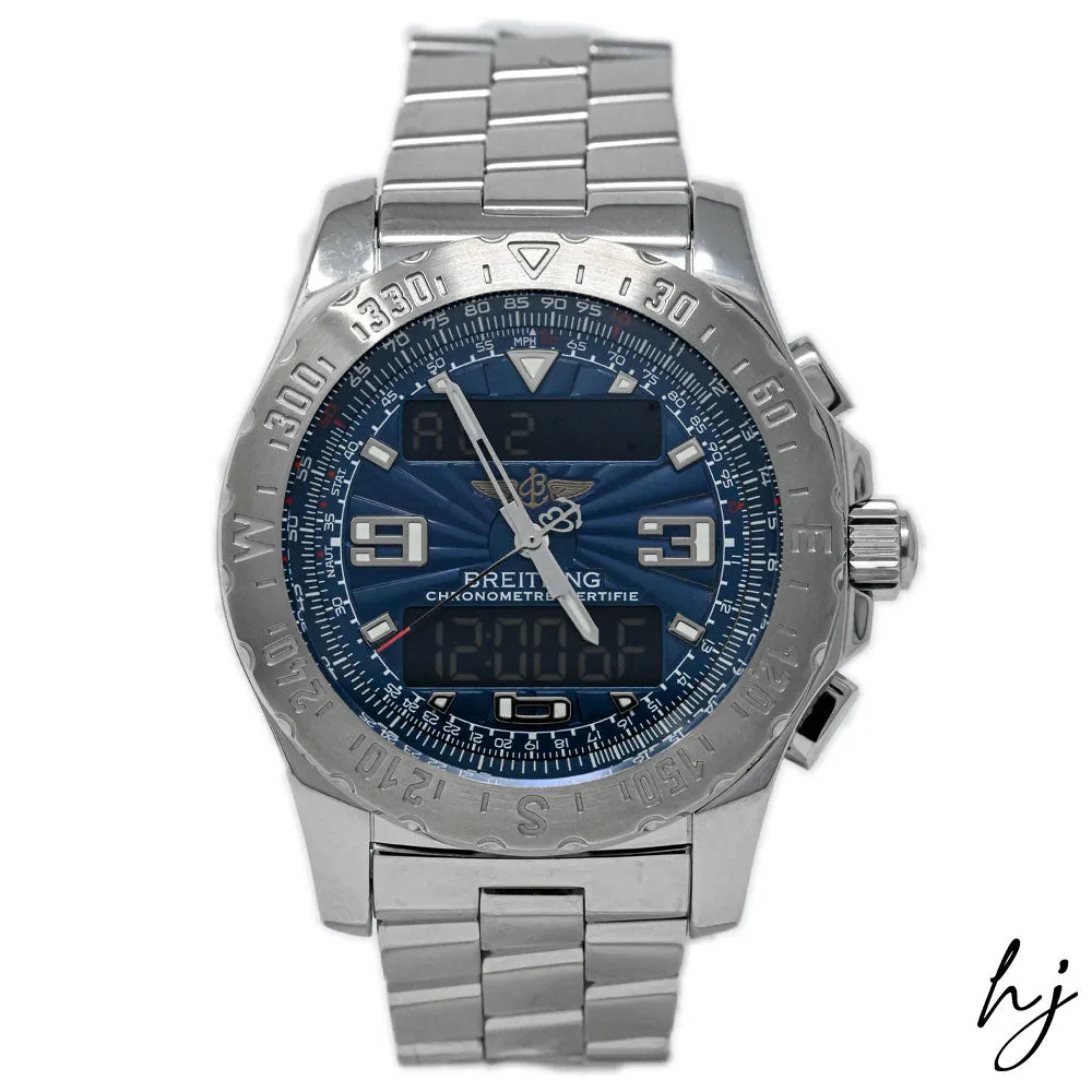 Breitling Men's AirWolf Stainless Steel 43.5mm Blue Digital Dial Watch Reference #: A78363