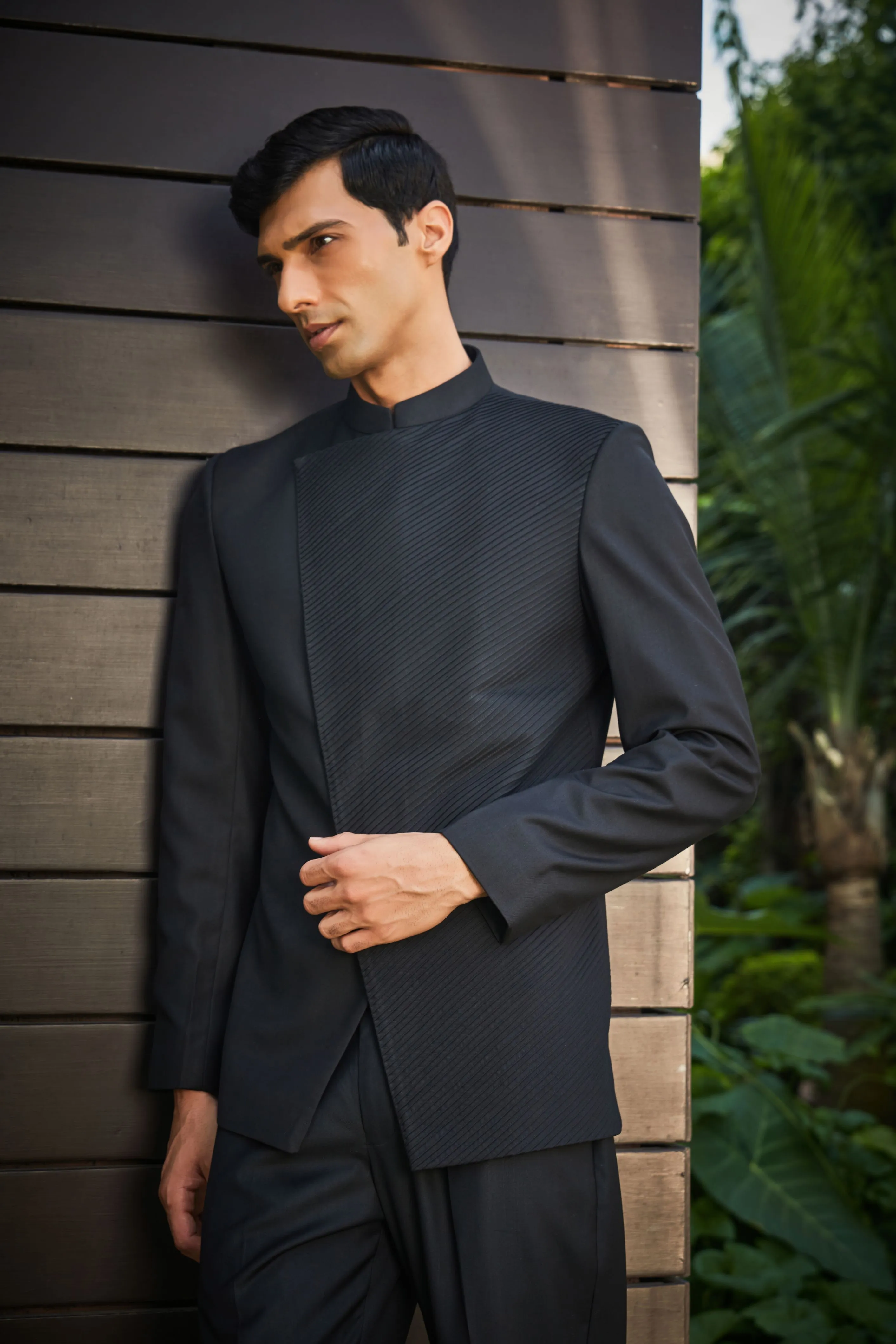 Brice- Black Bandhgala set