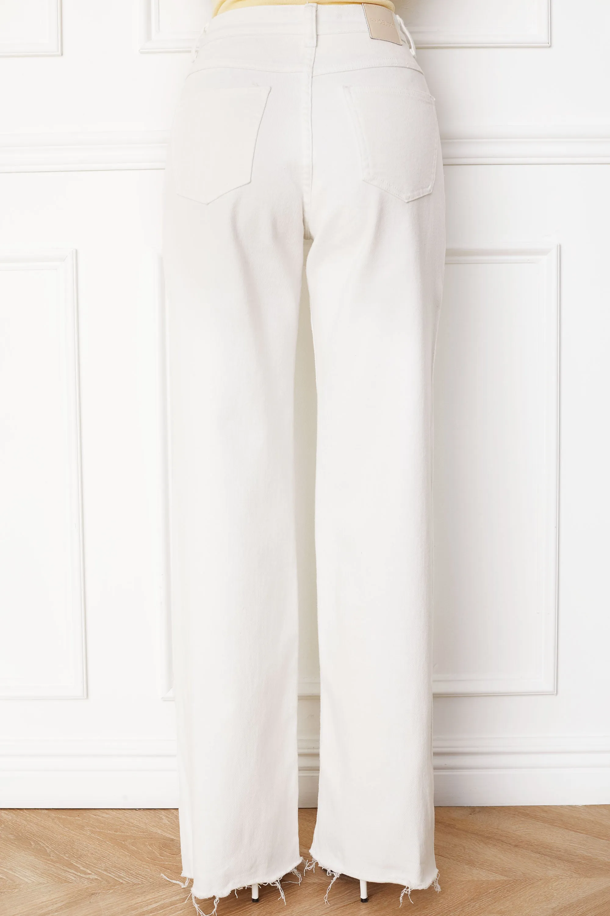 Brittany High Waisted Premium Wide Leg White Denim Pants
