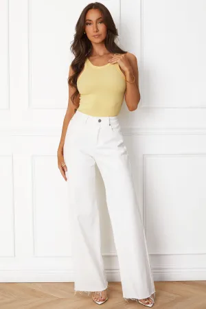 Brittany High Waisted Premium Wide Leg White Denim Pants