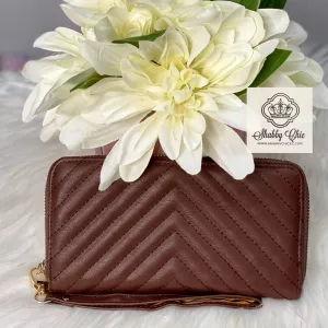 Brown Quilted Zip Wallet