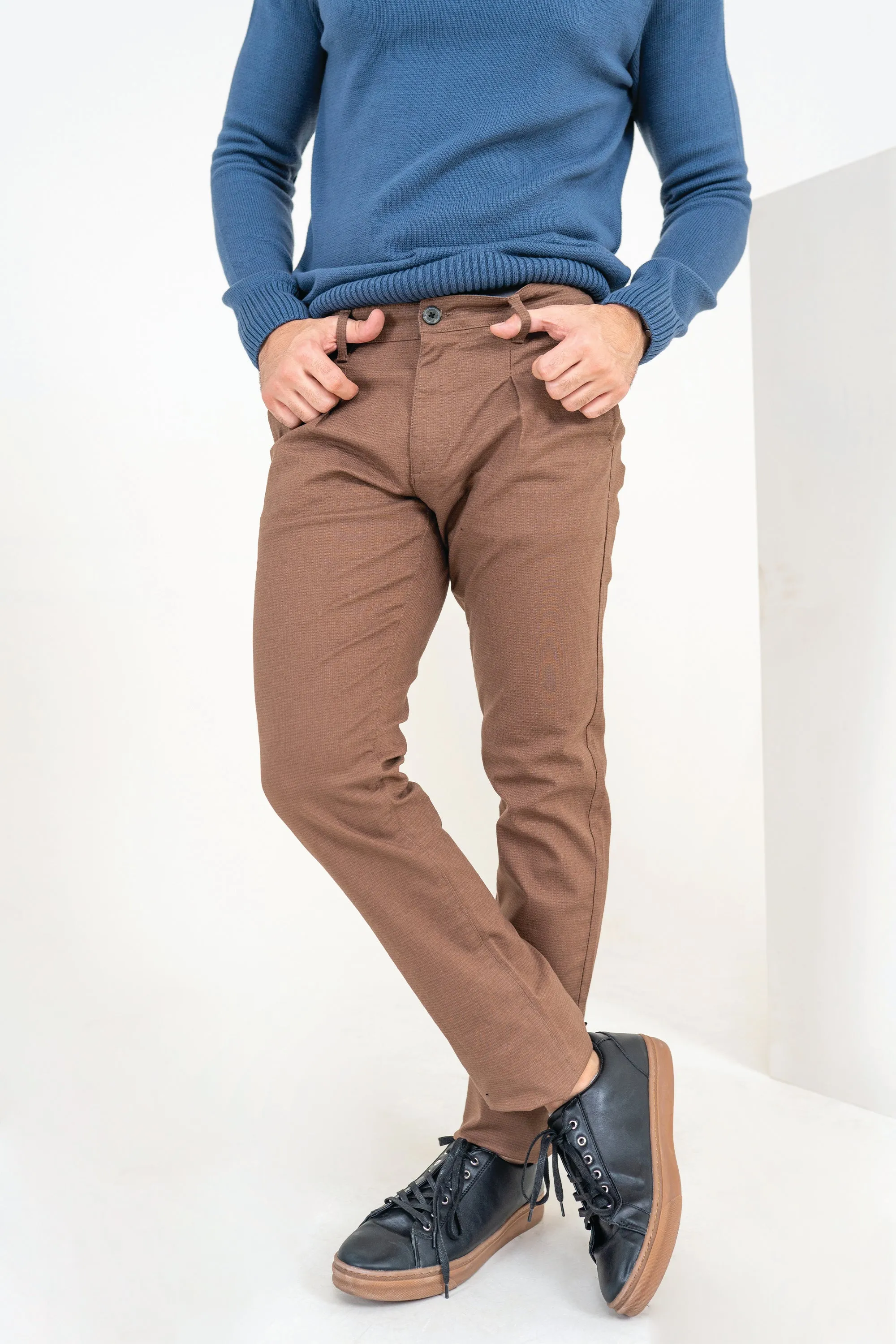 Brown Slim Fit Pants