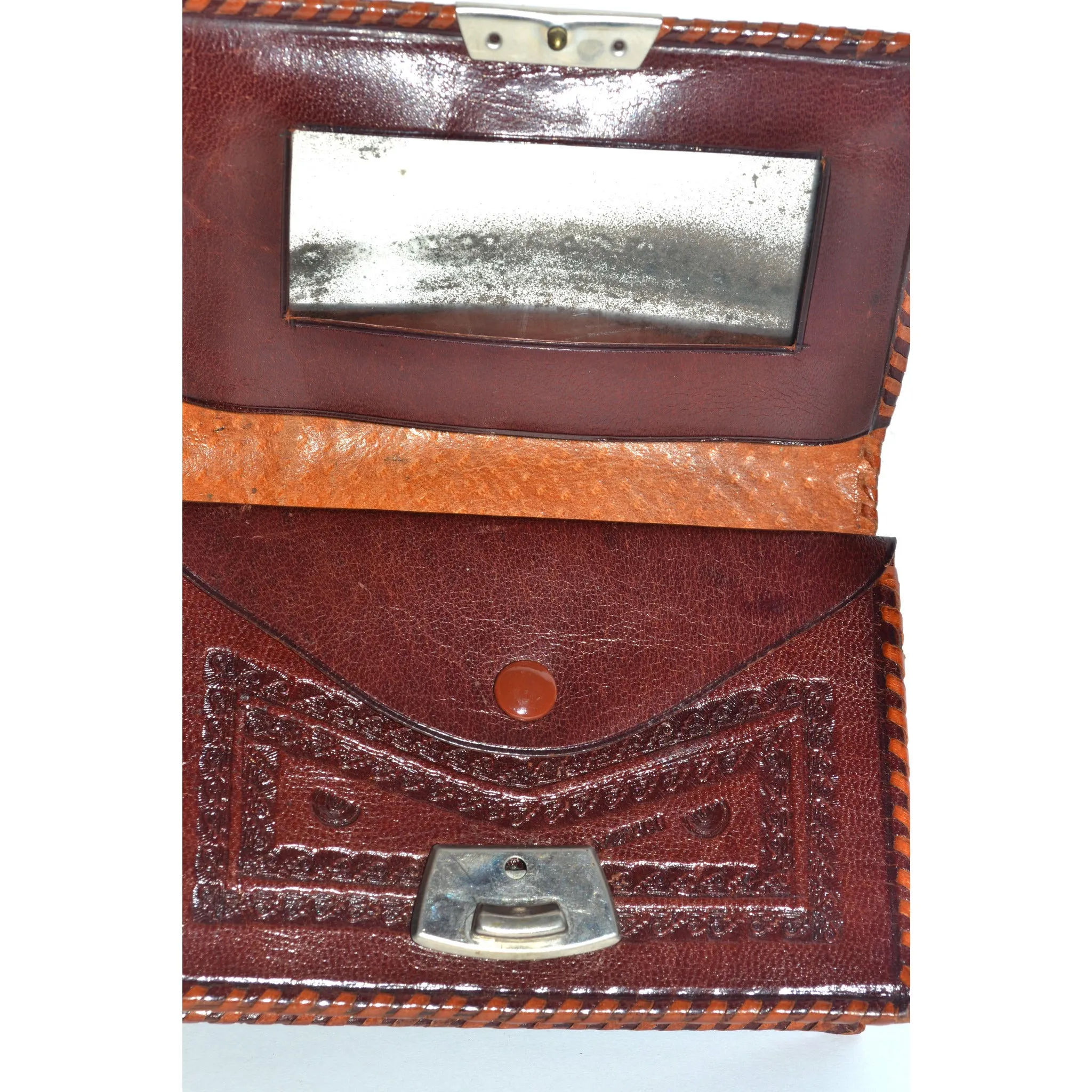 Brown Tooled Leather Mexican Wallet