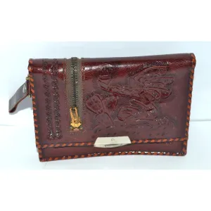 Brown Tooled Leather Mexican Wallet