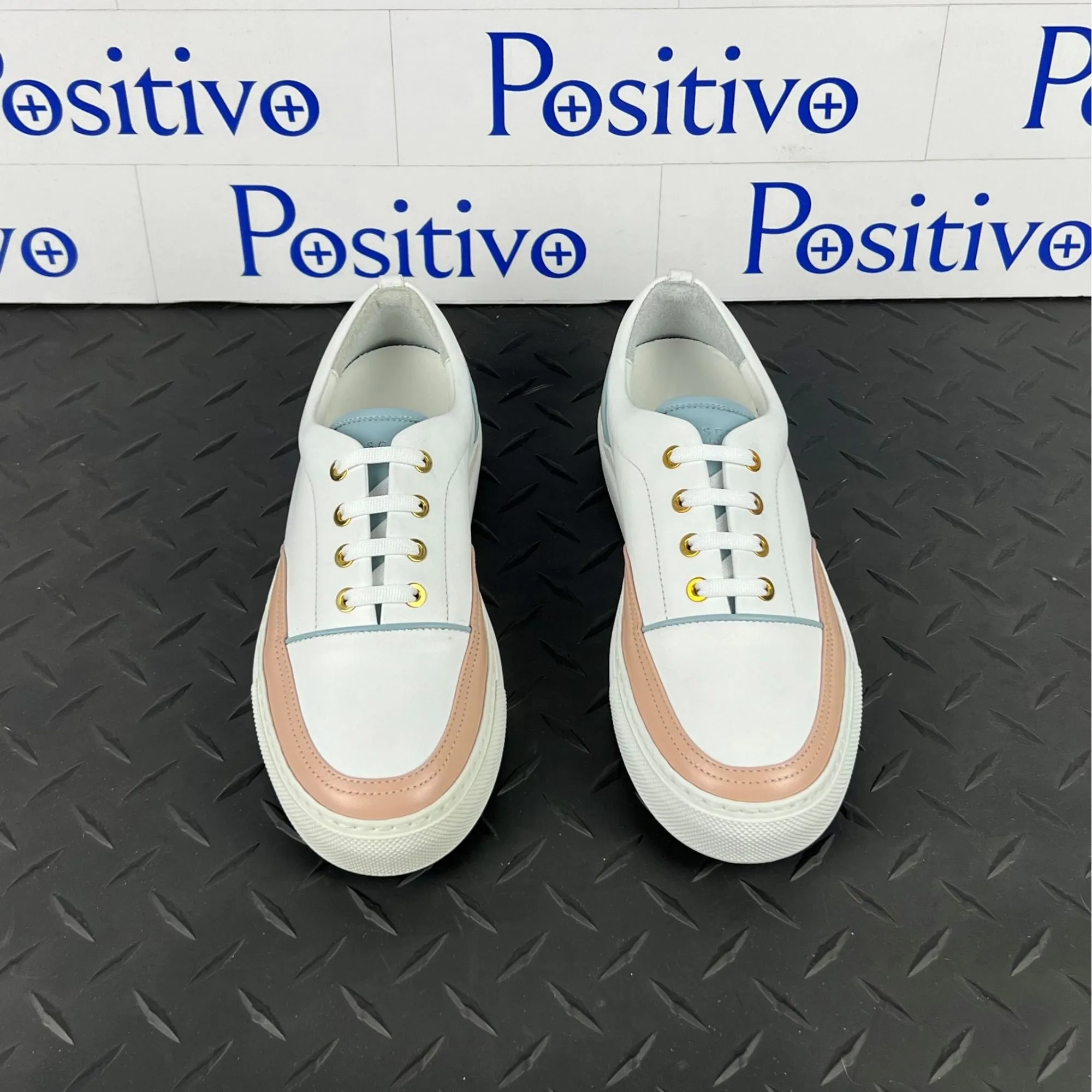 Buscemi Women's Cali White Trio Leather Low top Sneakers SAMPLE